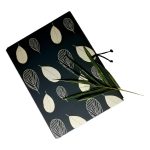 Flat file organiser – Dark grey with cream white leaves print