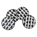 Clouds Printed Coasters – white and black screen-printed clouds