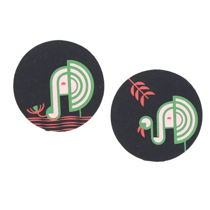 Black Denim Paper Coasters – Elephant Screen Print (Set of 2)