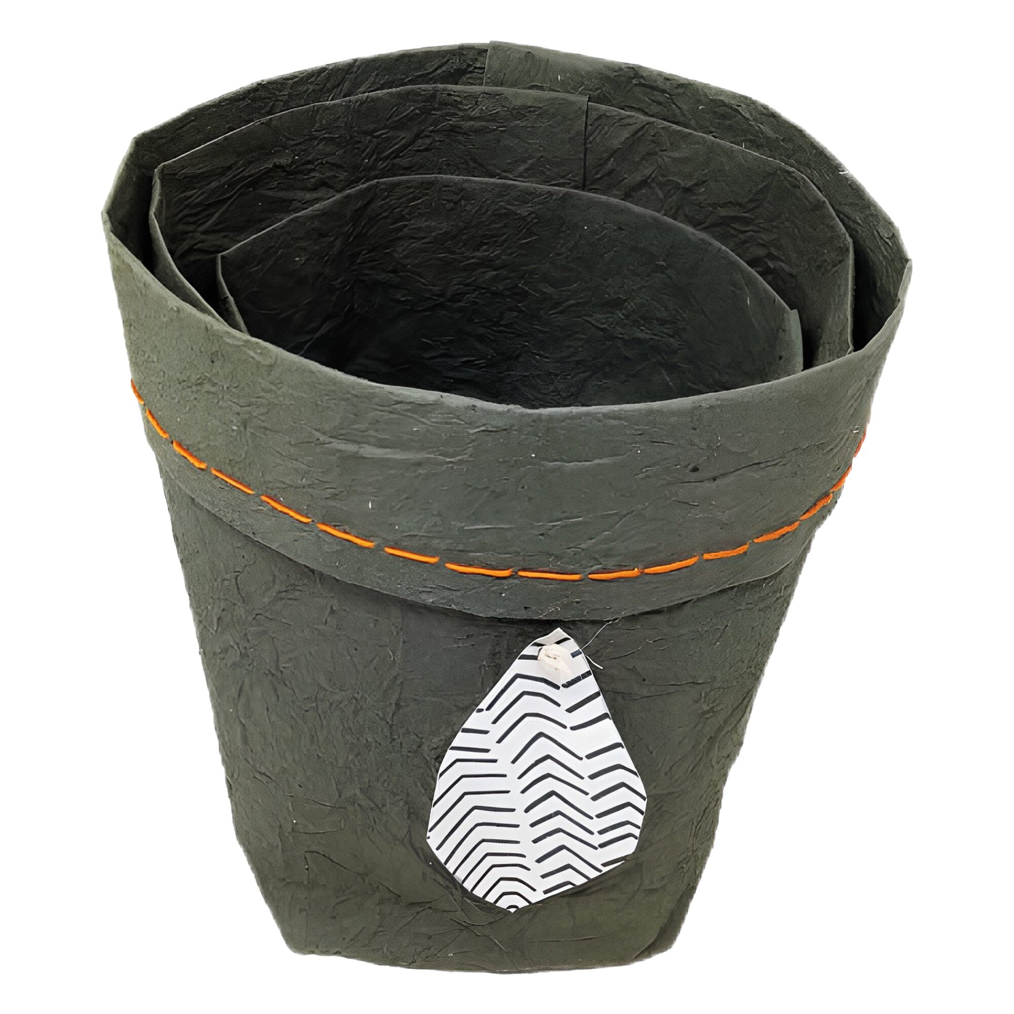 Storage wrinkled paper sacks - coffee green (set of 3)