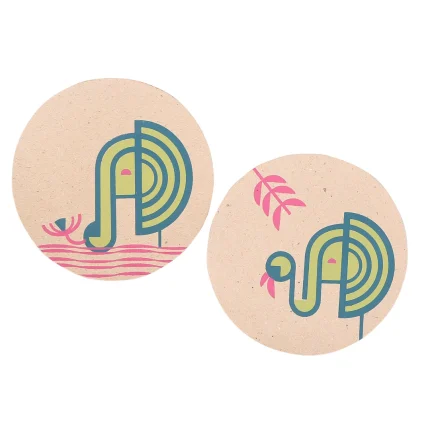 Banana Paper Coasters – Beige - Elephant Screen Print (Set of 2)