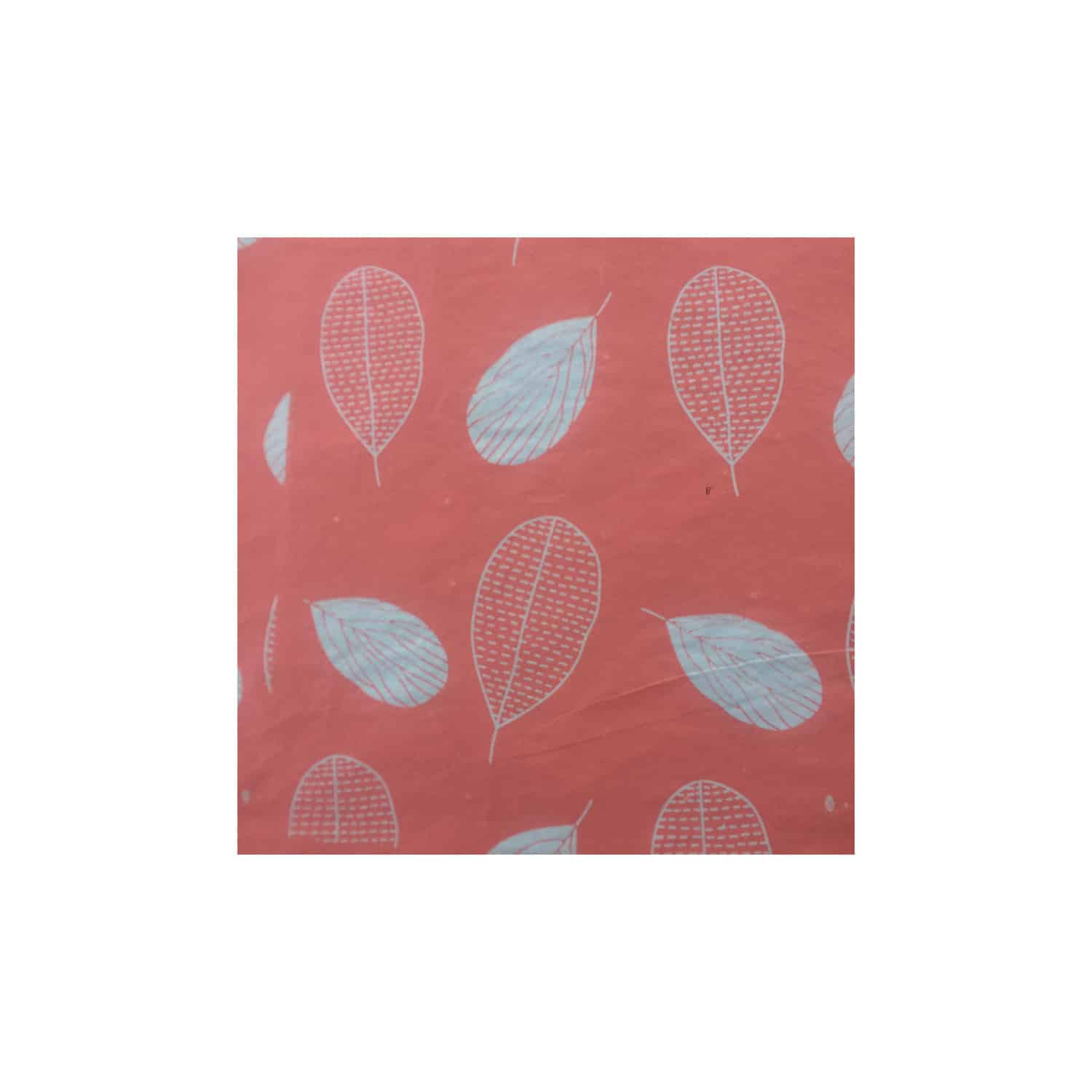 Red gift wrapping paper - sky blue leaves