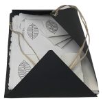Beautiful stationery gift set in a file – white, grey autumn leaf.