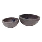 Designer paper mache bowls - light mauve with blue dandelion print (Set of 2)