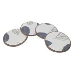 Screen Printed Coasters - off-white and dark grey leaves