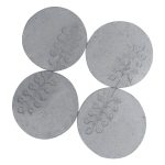 Paper mache beverage coaster – light grey & stalk leaf impression (set of 4)