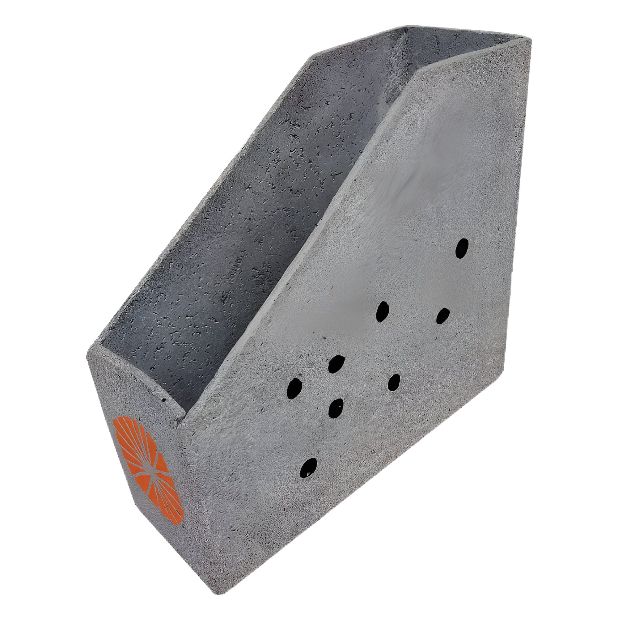 Handmade box file holder, paper mache -  light grey with grey print