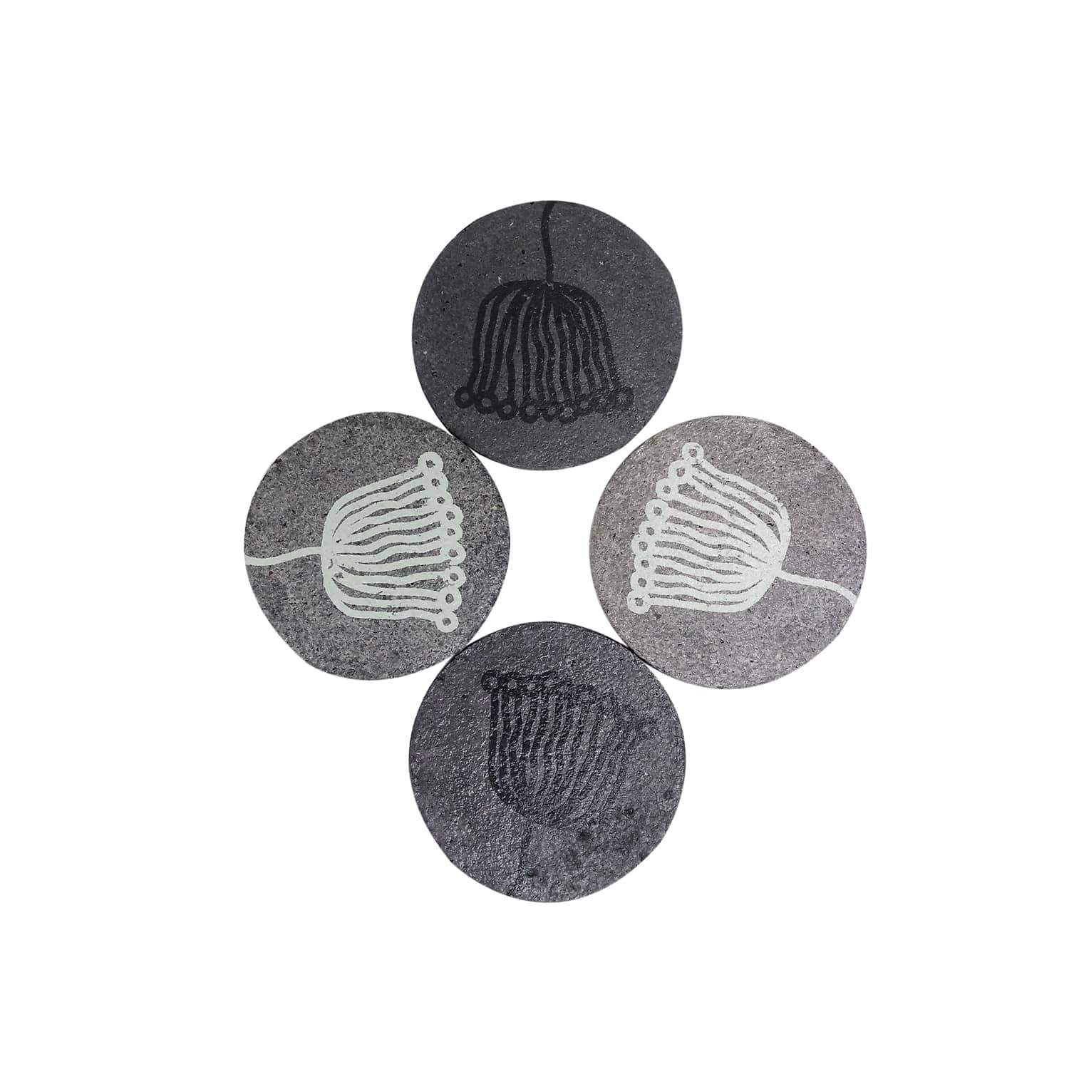 Sustainable coasters - light and dark grey with trident print