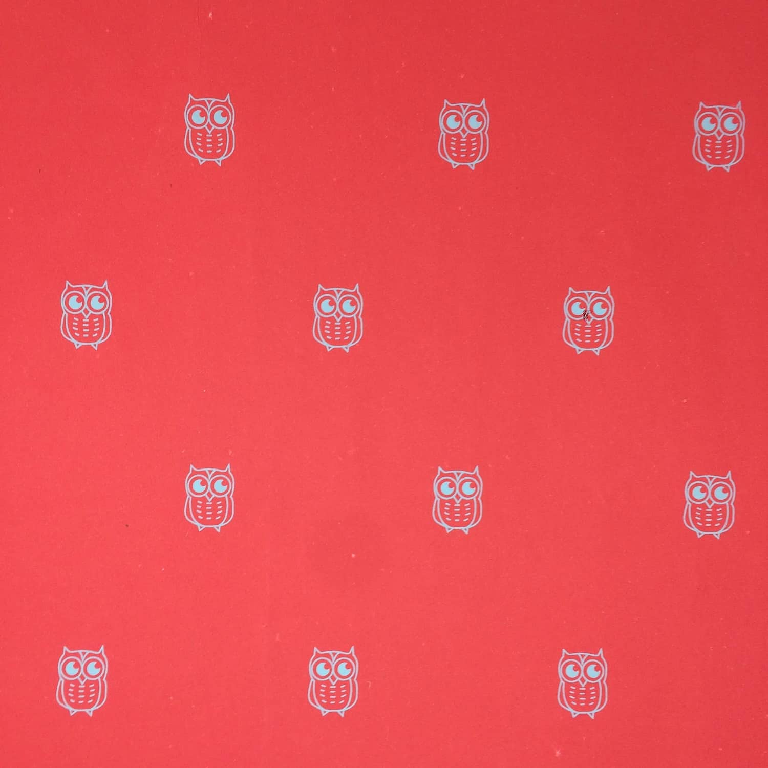 Screenprinted gift wrap - red with owls